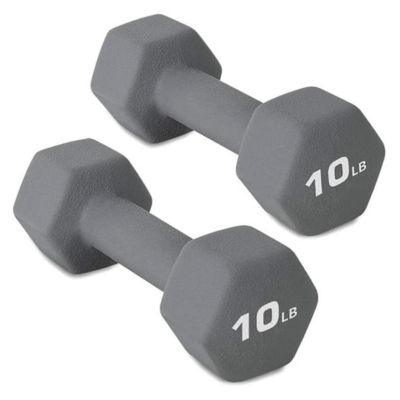 10lb Hex Dumbbells Set of 2 - Rubber Coated Cast Iron Hexagonal Hand Weights for Strength Training, Non-Slip Grip, Home Gym Equipment - Black