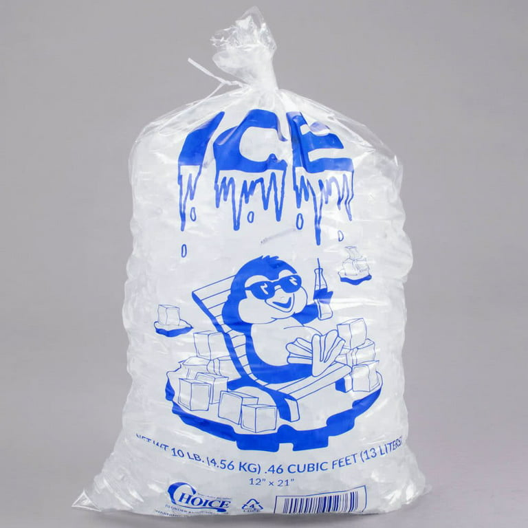 Perfect Stix Icebag10TT-50 Ice Bag with Twist Tie Enclosure, 10 lbs  (50/Pk), Clear