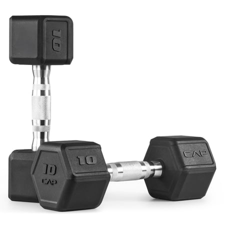 CAP 10 lb Premium Rubber Hex Dumbbell Pair