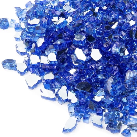 10lbs Fire Glass, 1/4'' Reflective Glass Fire Pit Rocks for Fire Pit Table, Fireplace, High Luster Cobalt Blue