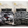thumbnail image 1 of 10lbs Heavy Thick A&B Pattern Blanket 2Ply Reversible - Thick Warm Plush Korean Style Bed Blanket, King Size Fleece Plush Blanket, Soft Winter Blanket For Adult 87" x 95", Black Tiger, 1 of 11