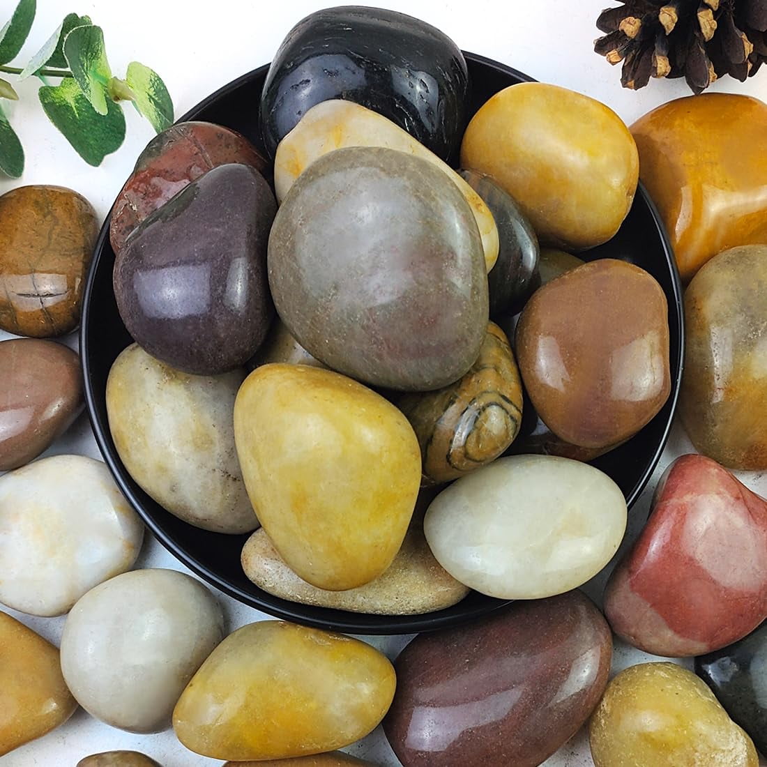 10lbs Pebbles for Indoor Plants, 2-3 Inch Mixed Color High Polished ...