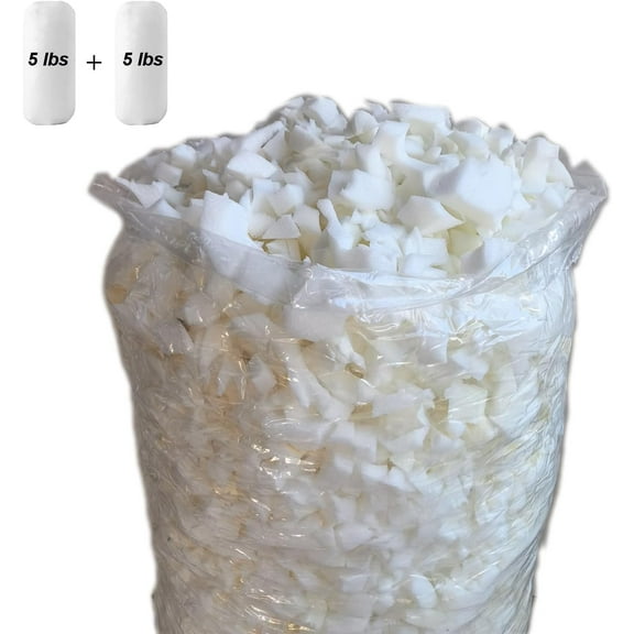 10lbs Shredded Memory Foam Filler or Bean Bag Filling, Premium Beanbag Stuffing/Foam Refill for Pillow, Dog Beds Chairs Cushion, Arts Crafts, Stuffed Animals (White,10lbs)