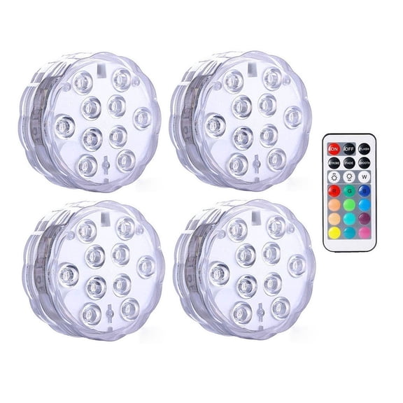 10leds RGB Submersible Light Underwater LED Night Light Swimming Pool Light For Outdoor Vase Fish Tank Pond Disco Wedding Party ,Low Energy