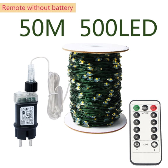 10m-200m LED String Lights Outdoor Green Copper Wire Fairy Lights Christmas Garland For Yard Garden Party Christmas Tree Decor
