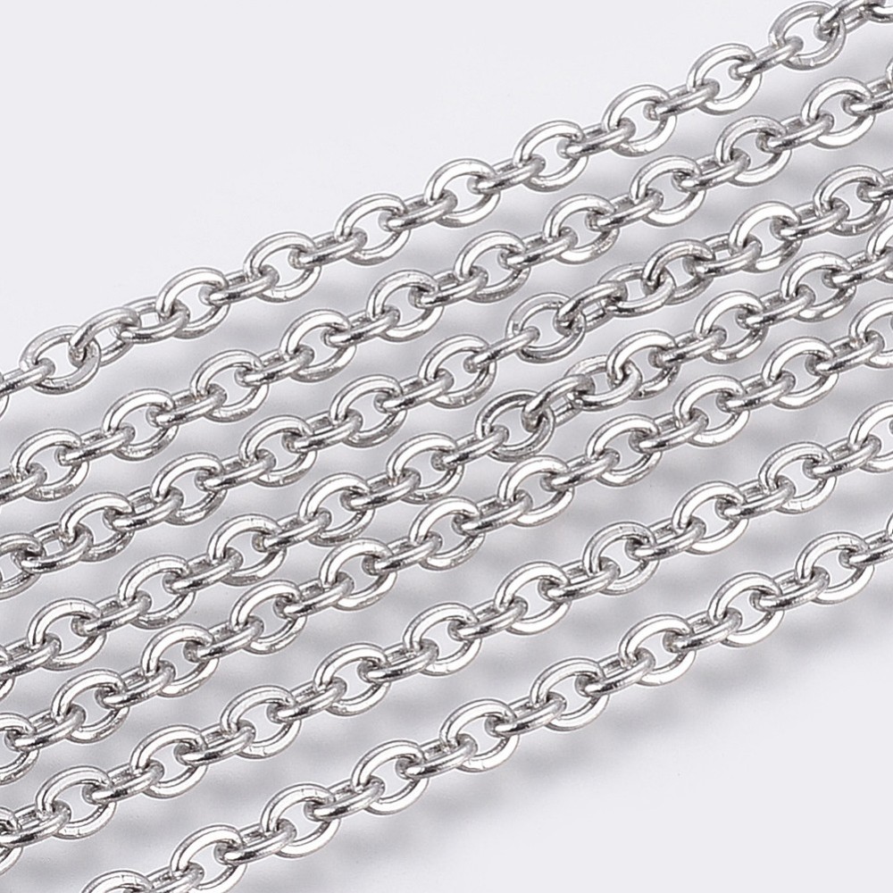 10m 304 Stainless Steel Cable Chains Soldered Flat Oval Stainless Steel