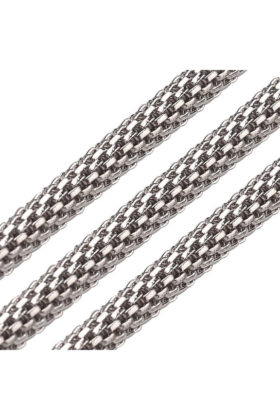 10m 304 Stainless Steel Mesh Chains Necklace Chains for Jewelry Making and Garment Decoration Wide 3mm
