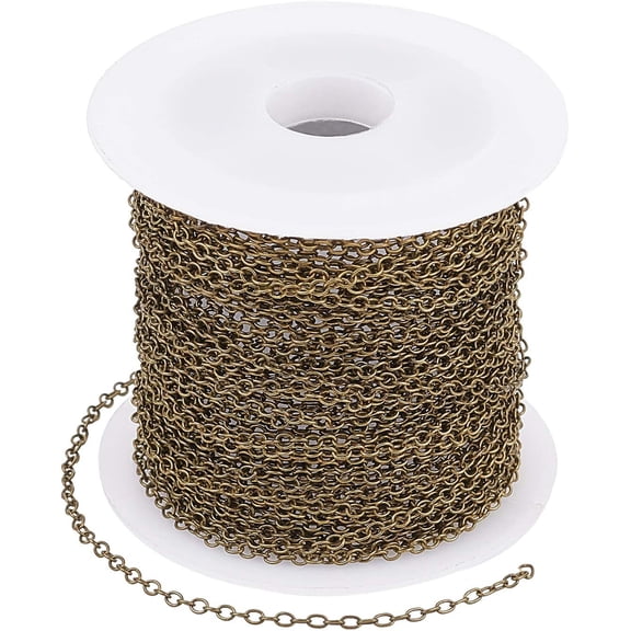 10m/32.80 Feet Bronze Chains Brass Handmade Chains Nickel Free Chains 1 Roll Chains for Necklace Jewelry Accessories DIY Making Antique Bronze