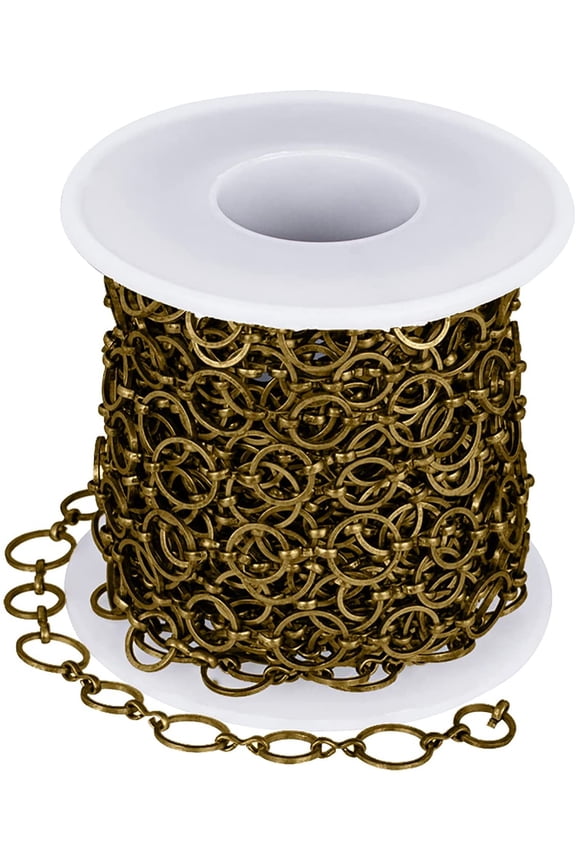 10m/32.80 Feet Bronze Chains Brass Handmade Chains Unwelded Metal Chains Chain Roll for Necklace Jewelry Accessories DIY Making (Ring:8/10mm 1mm Thick) DIY