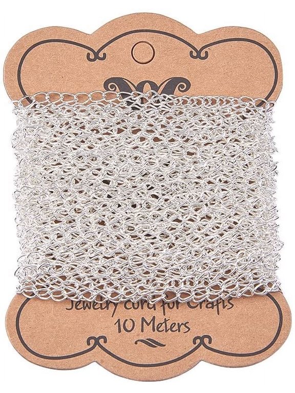 10m(32.80 feet) Silver Color Iron Twist Chains for Necklace Jewelry Accessories DIY Making-3.5x5.5x0.5mm Iron