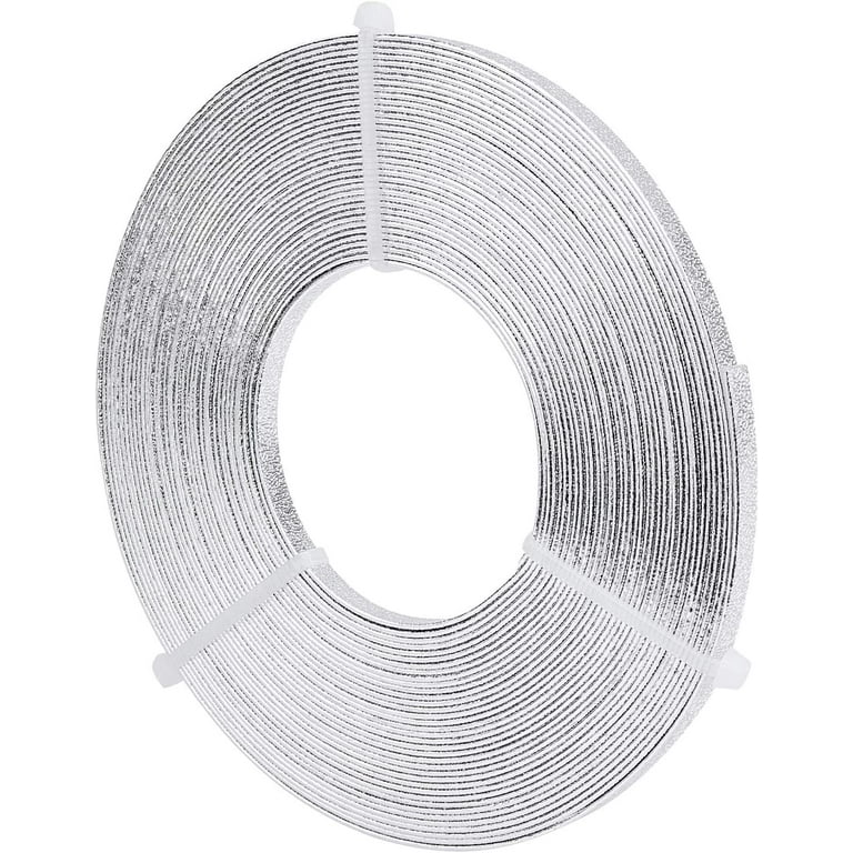 10m (33FT) Aluminum Flat Wire 5mm Wide Silver Craft Metal Wire Flat  Artistic Wire Soft Bendable Wire for Jewelry Craft Beading Making 10m/Roll