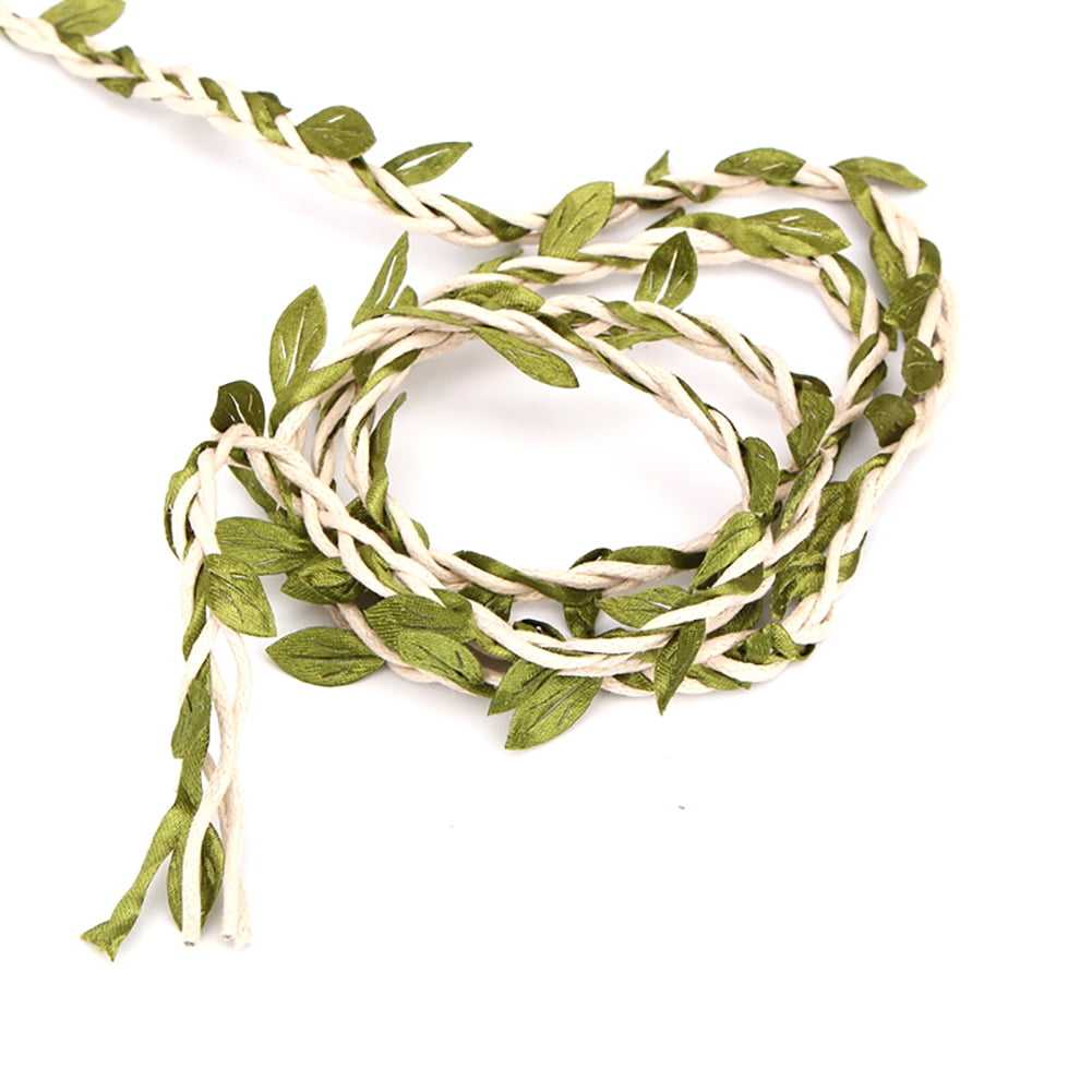 10m Cloth Hemp Rope Artificial Green Leaves Rattan DIY Craft Decorative ...