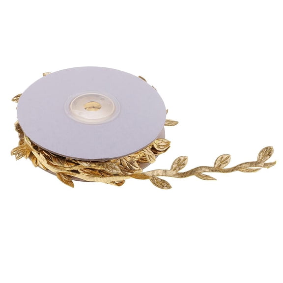 10m Fabric Leaf Ribbon for Sewing Craft Party Wedding Decoration 20mm Gold