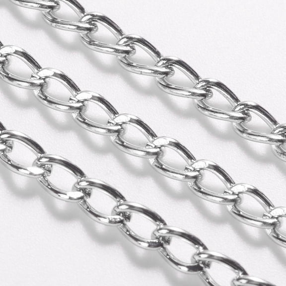 10m Iron Twisted Chains Curb Chains Unwelded with Spool Platinum Color Link: 3x5mm 0.8mm thick 32.8 Feet(10m)/roll