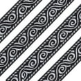thumbnail image 1 of 10m Long Black Floral Pattern Embroidery Ribbon 3.3cm Wide Ethnic Style Jacquard Swirl Wired Ribbon Polyester Webbing Decorative Tyrolean Ribbon for Gift Wrapping Party Decoration, 1 of 7