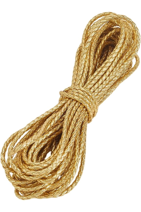 10m PU Leather Cords 4mm Round Leather Strings Gold Bolo Tie Necklace Cords Metallic Braiding Strips Leatherette Rope Beading Threads