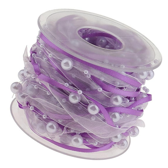 10m Pearl Beaded Ribbon DIY for Sewing/Garment/Clothes Accessory Lilac
