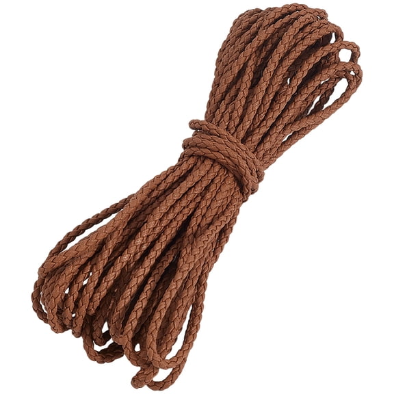 10m Round Leather Cords 4mm Braiding PU Bolo Tie Strings Saddle Brown Leather Necklace Cords Leatherette Rope Beading Threads DIY