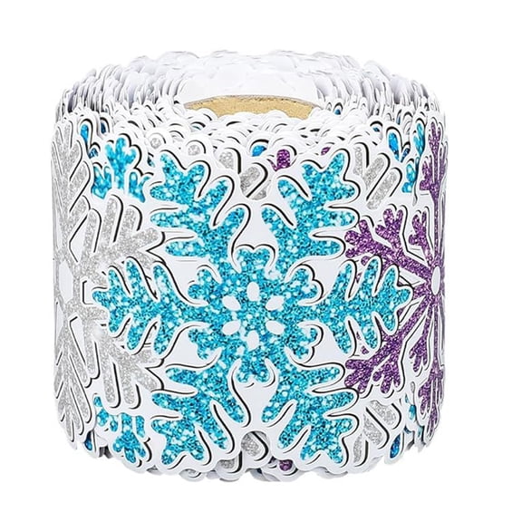 10m Adhesive Snowflake Bulletin Border Scalloped Trim Classroom Decoration Winter School Display