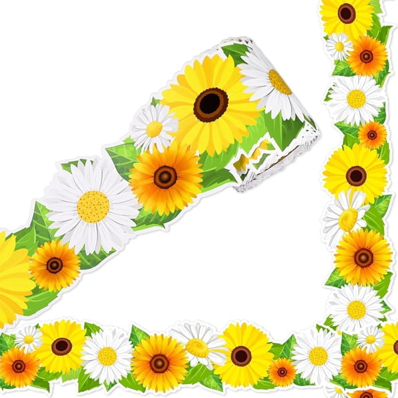 10m Sunflowers Bulletin Board Border Decorative Classroom Border Adhesive Bulletin Board Trim Sticker for School
