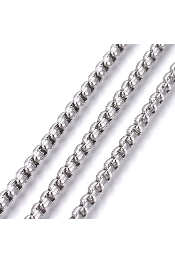 10m Resistant 304 Stainless Steel Box Chains Unwelded Stainless Steel Color 6mm Link: 6x5x3.5mm