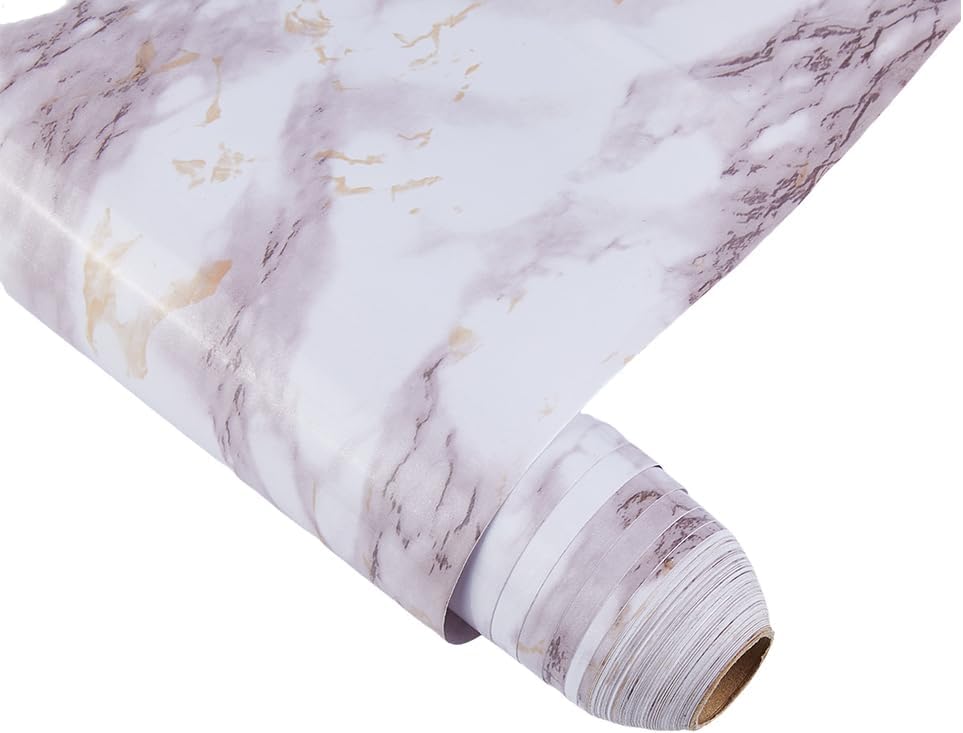 10m/pc Waterproof Marble Patterned Wallpaper Self Adhesive Marble Wallpaper Vinyl Contact Paper for Kitchen Countertops Bathroom Walls White Marble Wall Tile Alternative