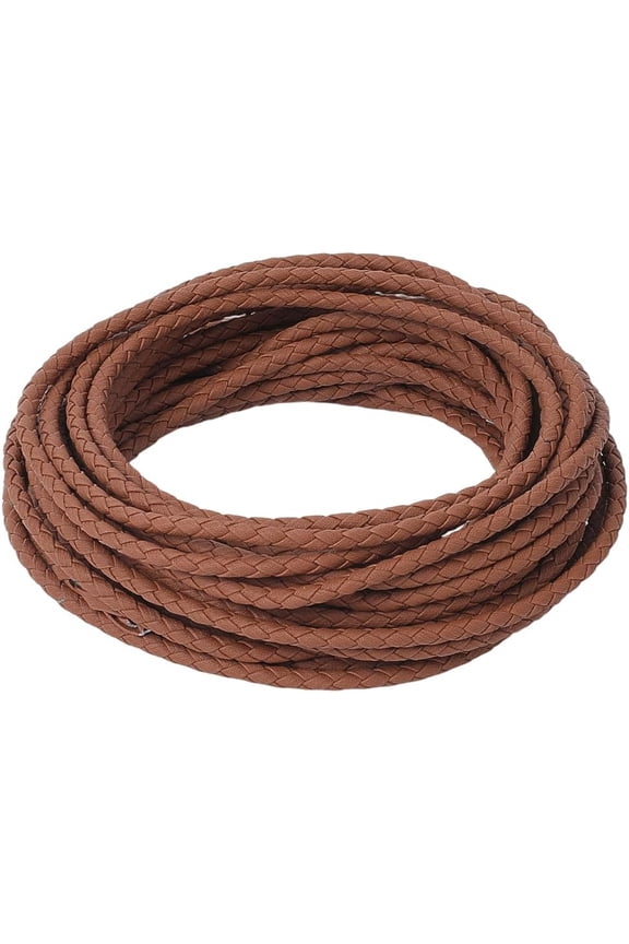 10m x 3mm Round Leather Cords Saddle Brown Bolo Tie Strings Leather Necklace Cord Leatherette Rope Beading Threads
