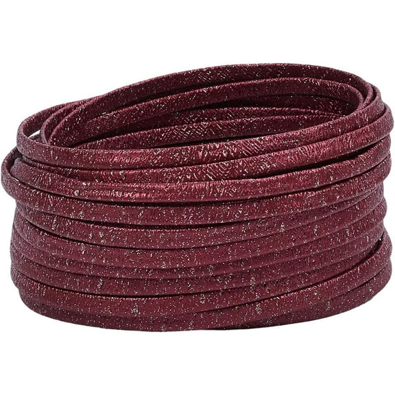 10m x 5mm Leather Strap Strips Glitter Flat Leather Cord PU Foldover Leather String 2mm Thick Metallic Leatherette Trimming Threads Rope for DIY Crafts Jewelry Making Burgundy