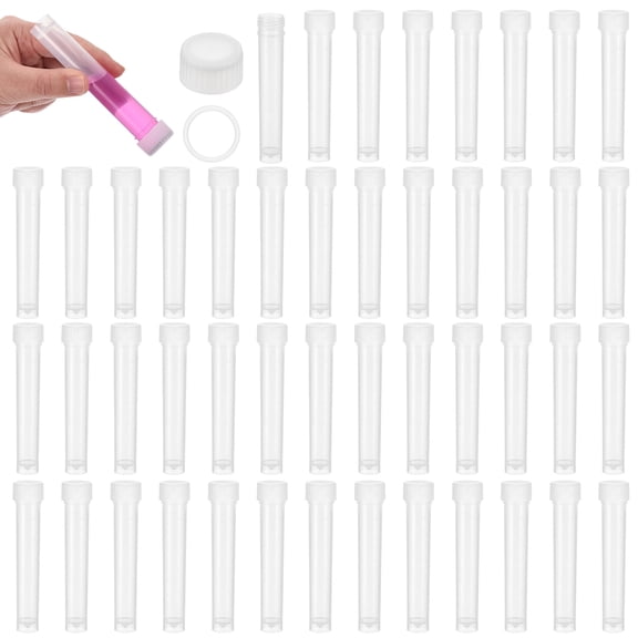 10mL Plastic Test Tubes 48Pcs Frozen Test Tube Graduated Vial Container Storage Screw Cap for Lab Laboratory Science, White Clear