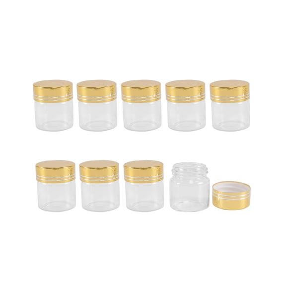 10ml Clear Glass Bottle with Gold Aluminum Cover Jars Idea for Wedding Small Wishing Bottles Wholesale 6pcs