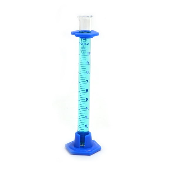 10ml Graduated Cylinder w/ Guard ; Class B Eisco Labs Borosilicate Glass; .2ml Graduations