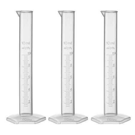 10ml Laboratory Measurements Clear White Plastic Graduated Cylinder 3 Pcs