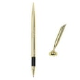 thumbnail image 1 of 10ml Metal Ballpoint Desk Pen with Base, Office Reception Counter Pen, Executive Writing Instrument, Stainless Steel Heavy Duty, for Bank Hotel Front Desk Signing, Plug In Sleeve Pen, Gold, 1 of 8