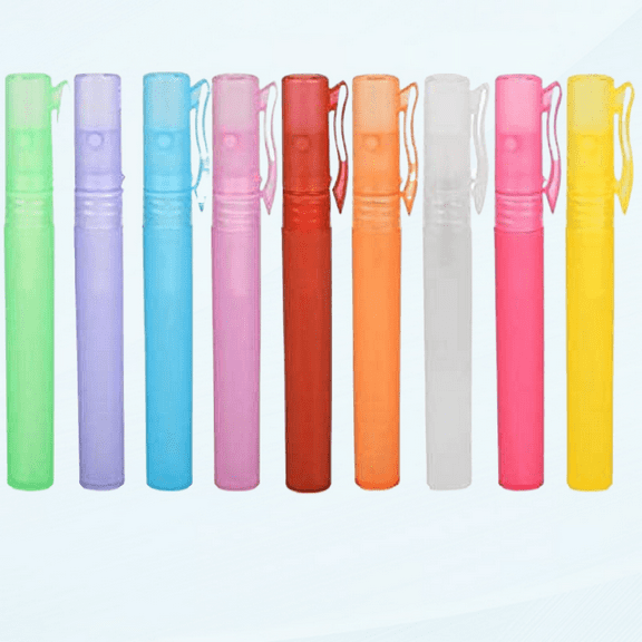 10ml Pen Clip Fine Mist,10 Pcs Plastic Frosted Atomizer Vials Empty Portable Refillable Pump Spray Bottle Perfume hand Sample Tube Travel Makeup Container (Color Random)
