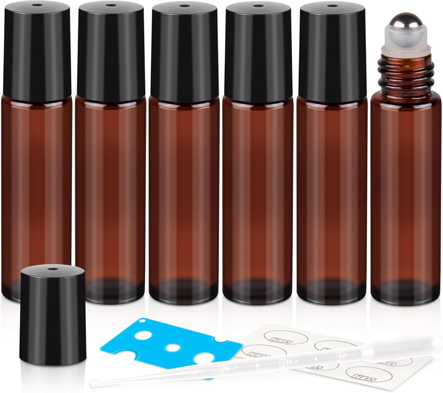 10ml Roller Bottles for Essential Oils, 6 Pack Glass Roll on Bottles ...