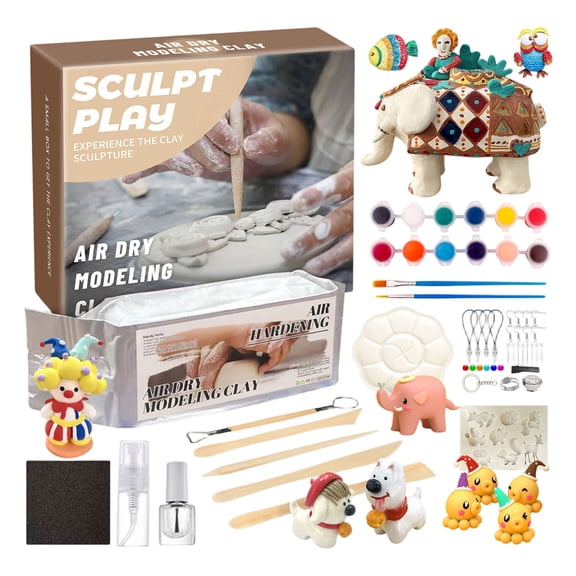 10ml Stone Clay Air Dry Pottery Tool Set, No Bake DIY Modeling Clay with Tools, Handmade Craft Material for Sculpting & Art