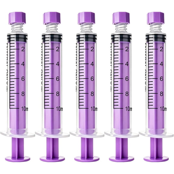 10ml Syringe with Cap, 10cc Plastic Syringes for Liquid, Feeding, Individually Wrapped 50 Pack