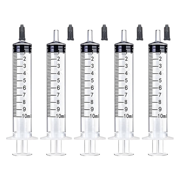 10ml Syringe with Measurement for Scientific Labs, Feeding Pets, Refilling and Measuring Liquids,Dispensing,with Cap (5PCS, 10ml)