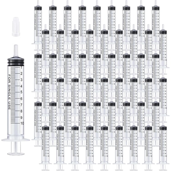 10ml Syringes Bulk 200 Pack Plastic Large Syringe with Tip Cap, Measuring Oral Syringe for Scientific Labs, Feeding Pets, Measurement,Refilling, No Needle, Individually Sterilized Sealed