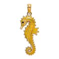 thumbnail image 1 of 10mm 14k Gold 3-d Seahorse With Yellow Enamel Charm Pendant Necklace for Women, 1 of 2