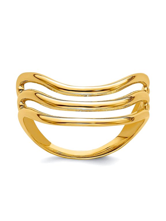 10mm 14k Solid Polished Gold Triple Wave Fashion Thumb Ring Size 9 Ring for Women - 2.5 Grams