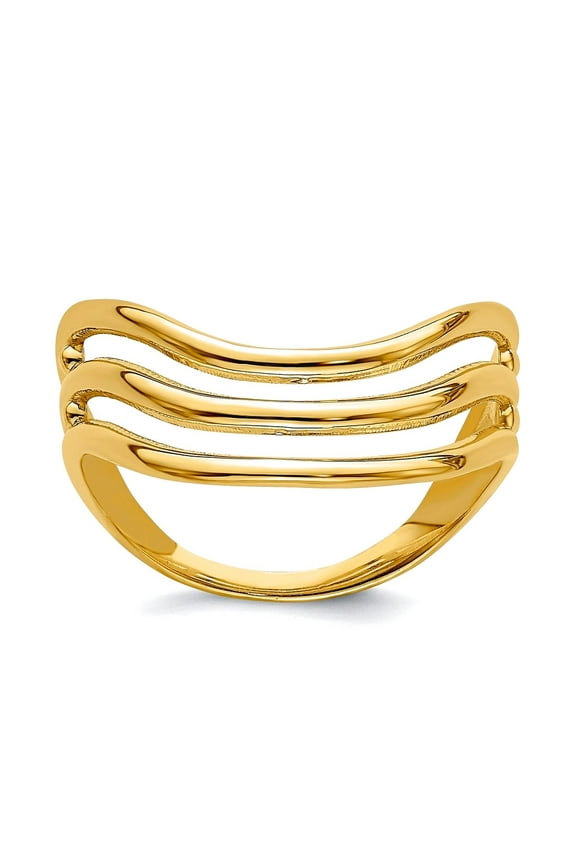 10mm 14k Solid Polished Gold Triple Wave Fashion Thumb Ring Size 9 Ring for Women - 2.5 Grams