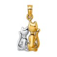 thumbnail image 1 of 10mm 14k Two-tone Gold Cat With Silhouette Pendant Necklace 2-d and High Polish White And Yellow Cat Pendant for Women, 1 of 2