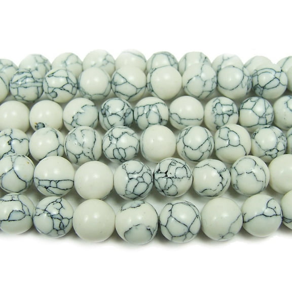 10mm 15.5 Inches White Howlite Round With Matrix ForJewelry Making