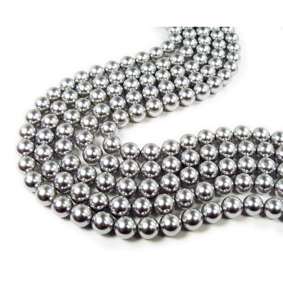 10mm 16" Strand Silver Shell Pearl Round Beads Genuine Gemstone Natural Jewelry Making