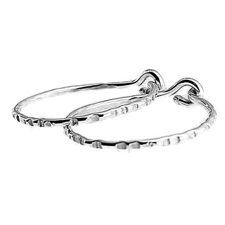 Sol and Venus LLC 10mm 22 GA Little Sterling Silver Line Textured Snap Mini Hugger Sleeper Small Cartilage Helix Tragus Thin Earrings Line Textured -Hammered,