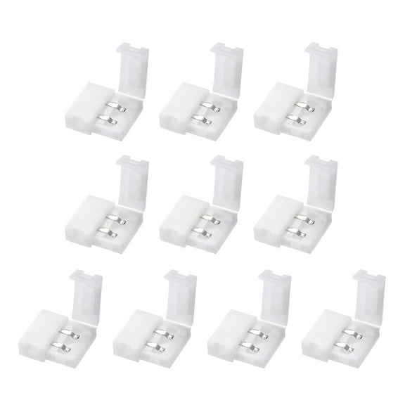 10mm 2P LED Strip Connector Solderless for Single Color 5050 2 Conductor Strip Light 10 Pcs