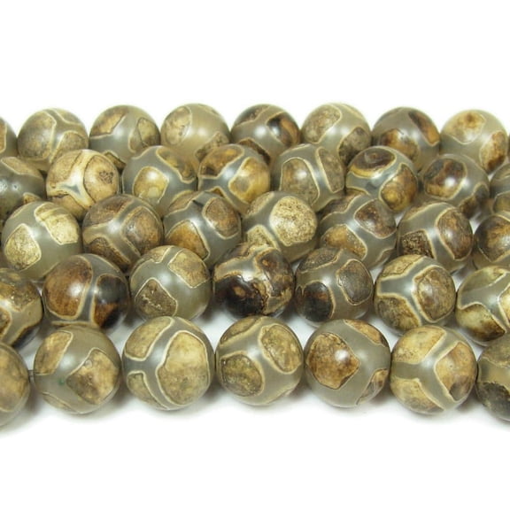 10mm 37 Beads Tibetan Style Agate Greenish Brown Soccer Beads Genuine Gemstone Natural Jewelry Making