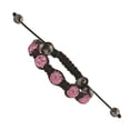 thumbnail image 1 of Finest Gold 10 mm 4 Hematite & 5 Pink Crystal Beads Black Cord Bracelet, 1 of 1