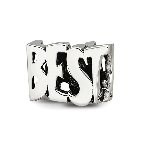 10mm 925 Sterling Silver Polished Reflections Best Mom Two Sided Bead Charm Pendant Necklace for Women